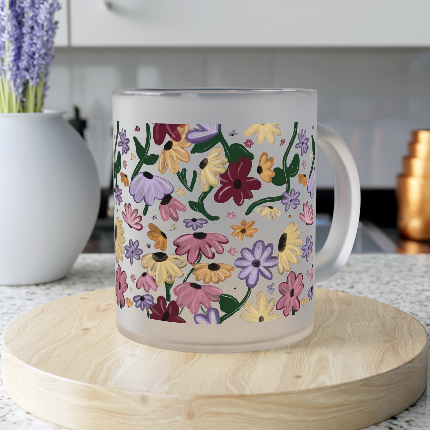 floral design forsted mug