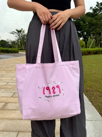 Pink 1989 Taylor’s Version Embroidered Tote Bag