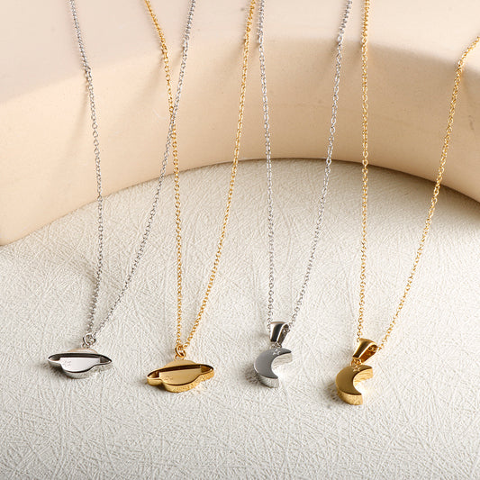 Moon and Saturn Necklace