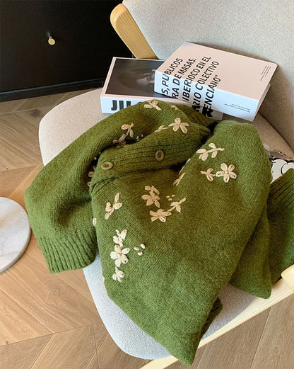 Green Flower Patch Cardigan