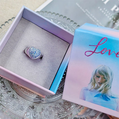 blue taylor swift lover heart ring merch