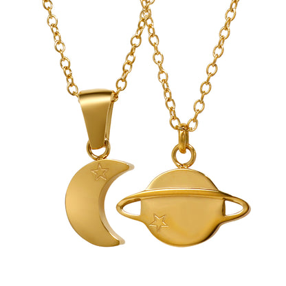 Moon and Saturn Necklace