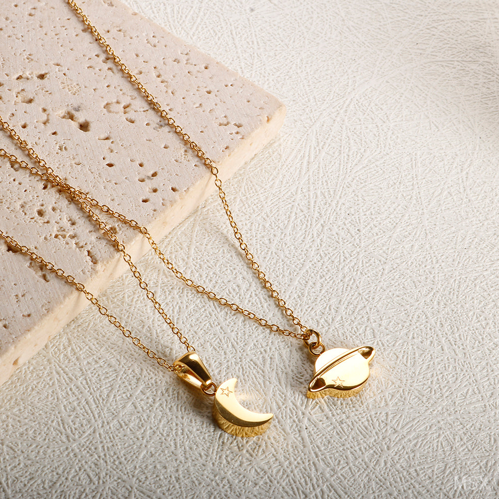 Moon and Saturn Necklace