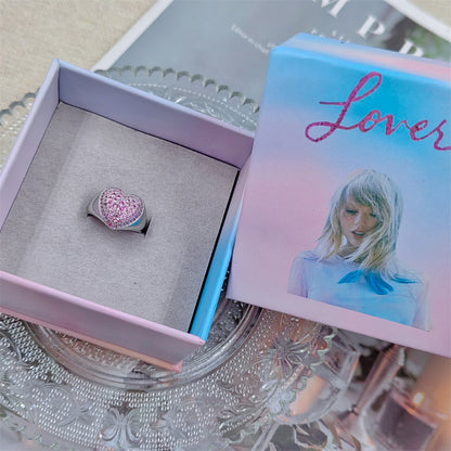 pink taylor swift lover heart ring merch